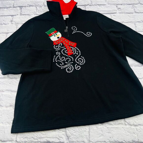 NOT FOR SALE Breckenridge‎ Women's Fleece Snowman 1/4 Zip Pullover Shirt Size 1X - Picture 1 of 9